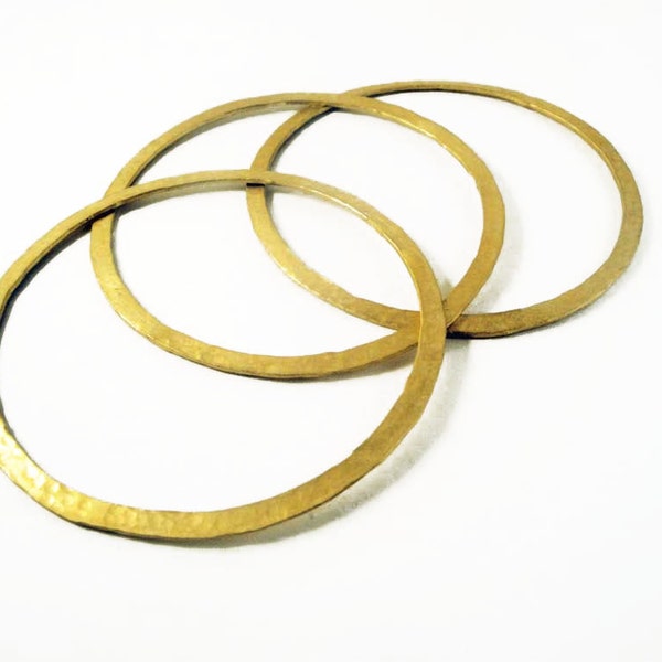 24ct gold plated bronze bangle bracelets hammered- set of 3