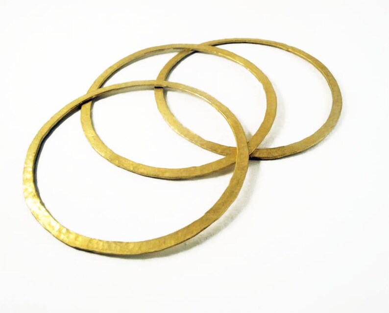 24ct gold plated bronze bangle bracelets hammered set of 3 image 1