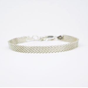 6mm sterling silver flat chain bracelet, wide flat silver bracelet, unisex silver chain bracelet, unisex silver  link bracelet gift for him