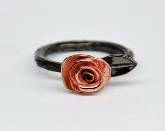 zweig roségold Verlobungsring, silber zweig rosé gold Ring Zweig Zweig Verlobungsring-Ring, Geschenk für sie