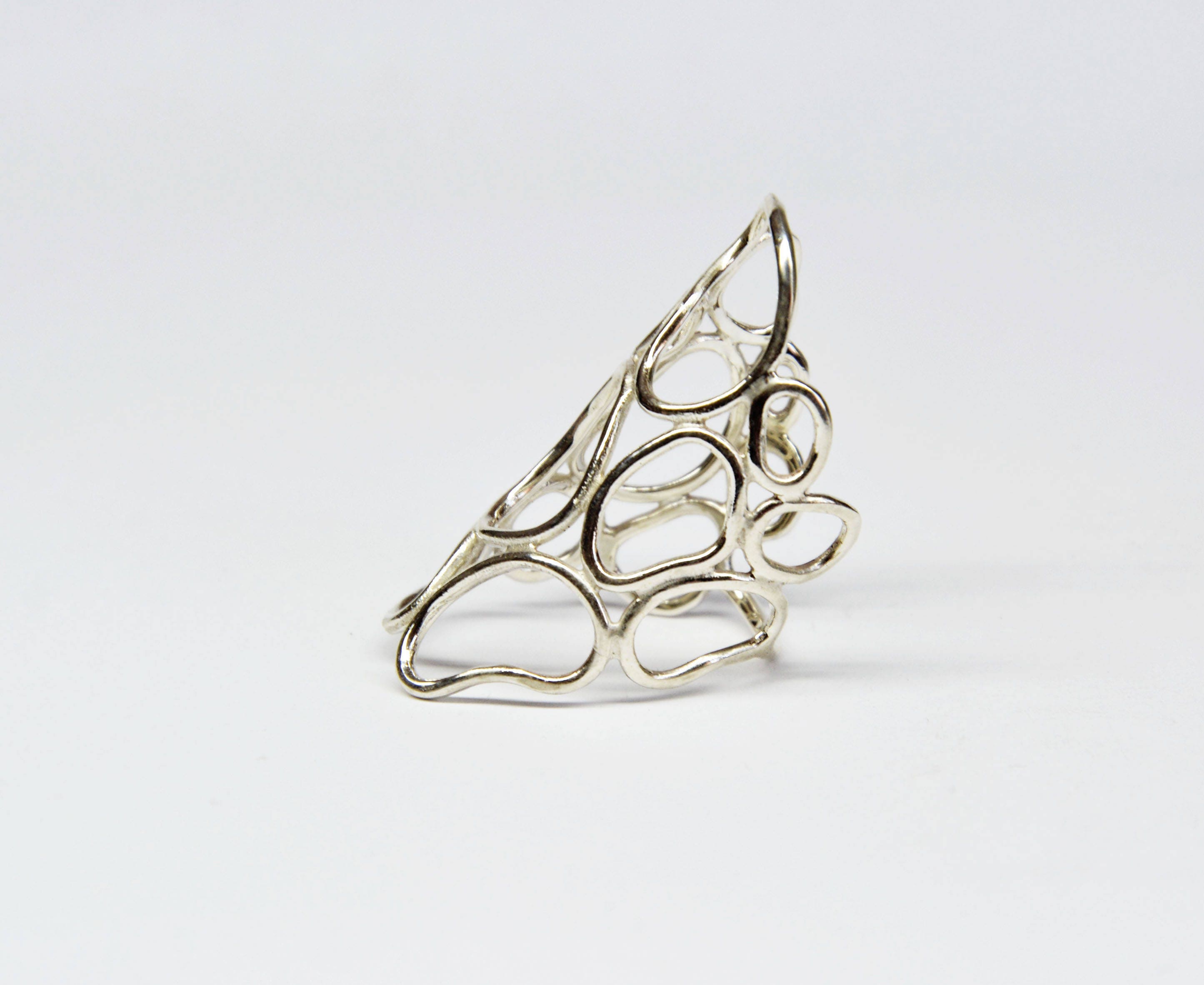 Big Silver Statement Ring Silver Organic Ring Shiny Finish Etsy
