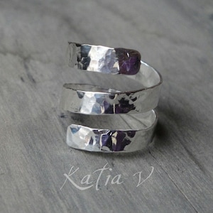 handmade sterling silver spinning around armor ring adjustable ring