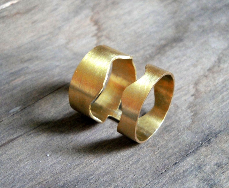 gold plated statement ring, big gold organic ring, handmade bronze ring image 2