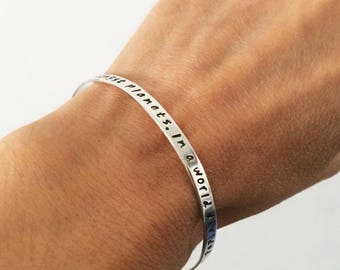 personalized silver bangle bracelet, 925 silver custom bracelet  sterling silver handstamped bangle bracelet, customized text  bracelet