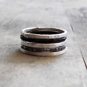 sterling silver stacking rings - set of 5 sterling silver stackable rings mixed silver rings,stacking ring set