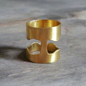 gold plated statement ring, big gold organic ring, handmade bronze ring image 4