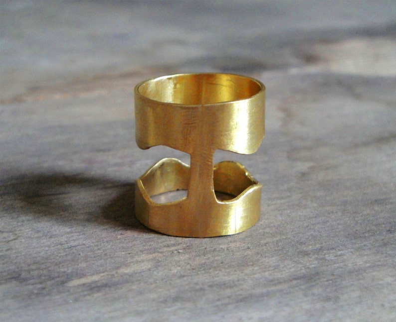 gold plated statement ring, big gold organic ring, handmade bronze ring image 4