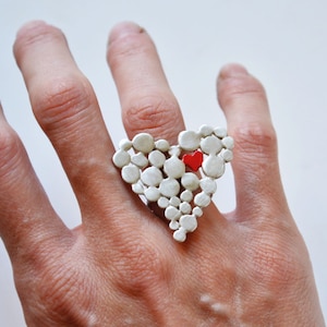 925 sterling silver heart ring heart in a heart ring - love ring - valentines silver statement ring - big pebble ring birthday gift for her