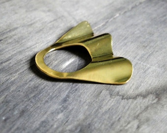 wavy 24Kt gold plated bronze ring gold statement ring handmade bronze ring sterling silver ring statement silver ring organic ring