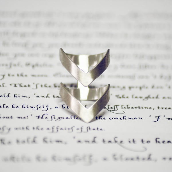 silver chevron ring double V minimal silver ring, silver statement geometry ring, architectural ring, silver minimalist ring, gift for her