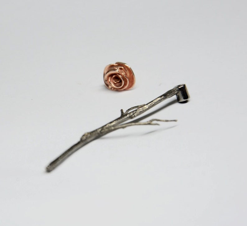 silver rose earjackets, rose gold ear jacket, silver branches earrings, roses earrings, front back earrings, rose studs flower gift for her image 3