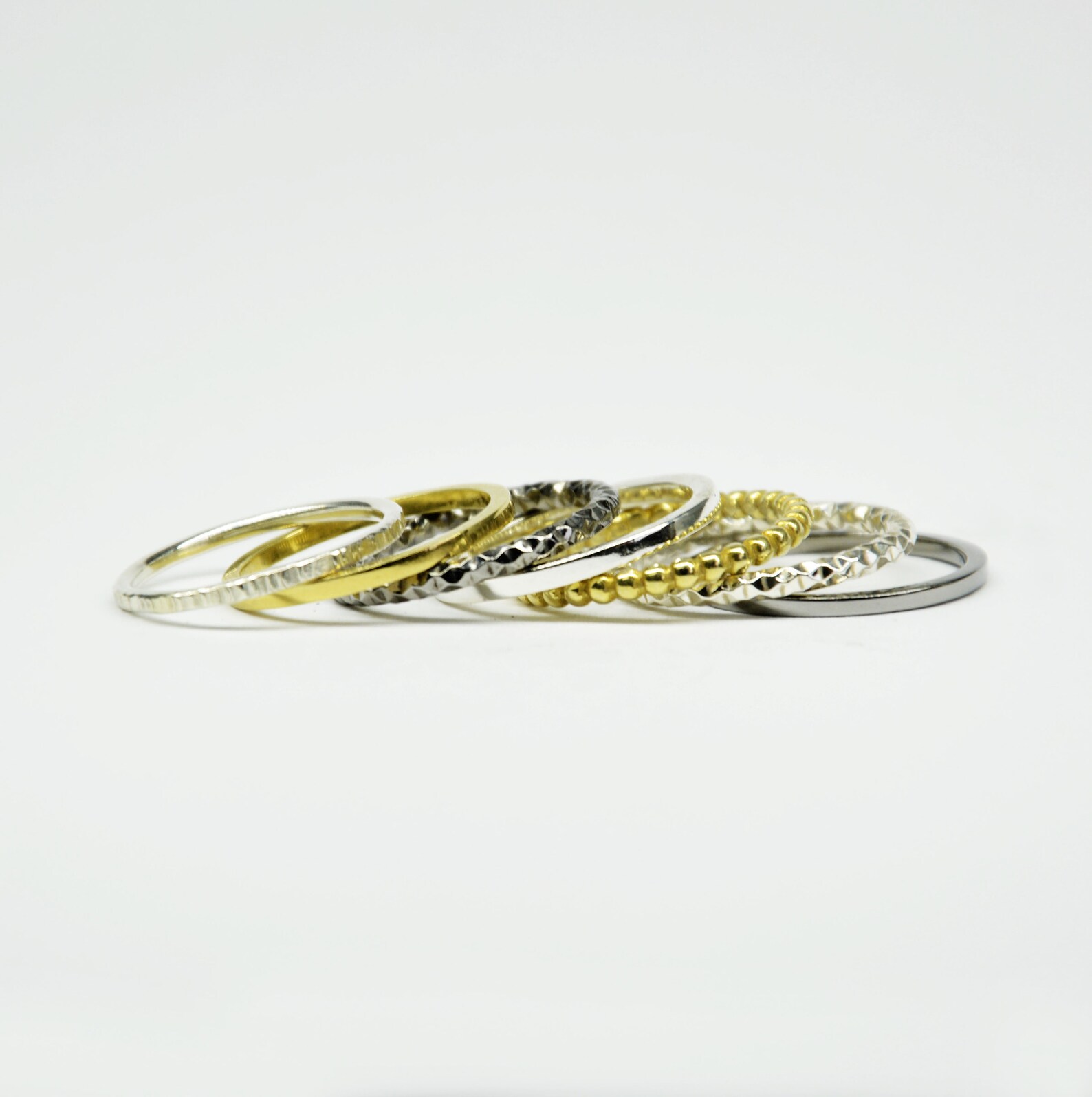 Silver Stacking Rings Set Mixed Silver Stack Rings Set - Etsy