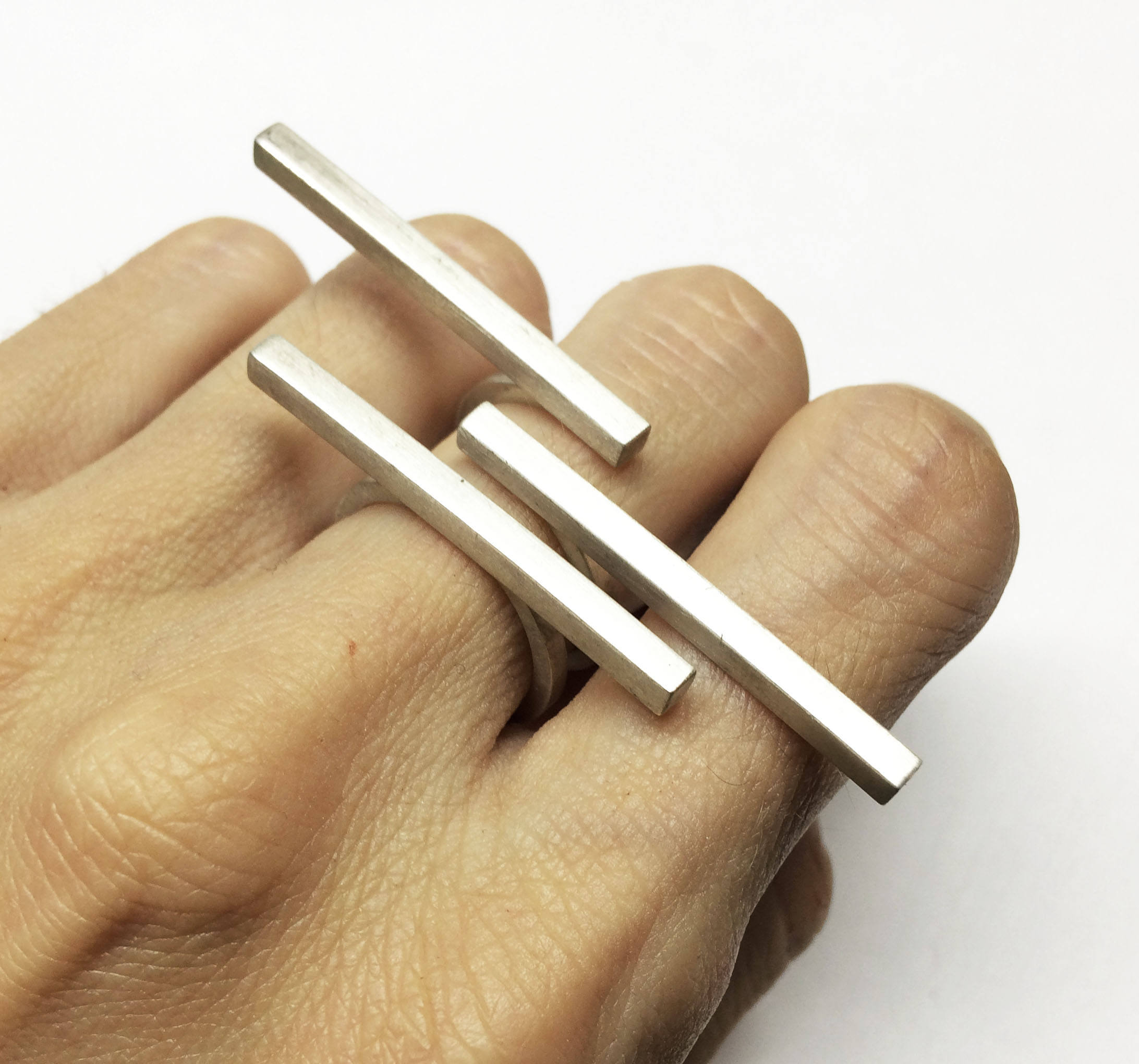 BIG Statement Ring Silver Line Ring Silver Statement Ring Etsy