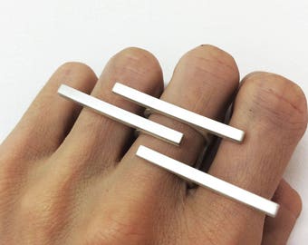 GROSSER Statementring Silber, Linienring, Silberring, minimalistischer Silberring, architektonischer Ring, moderner Ring