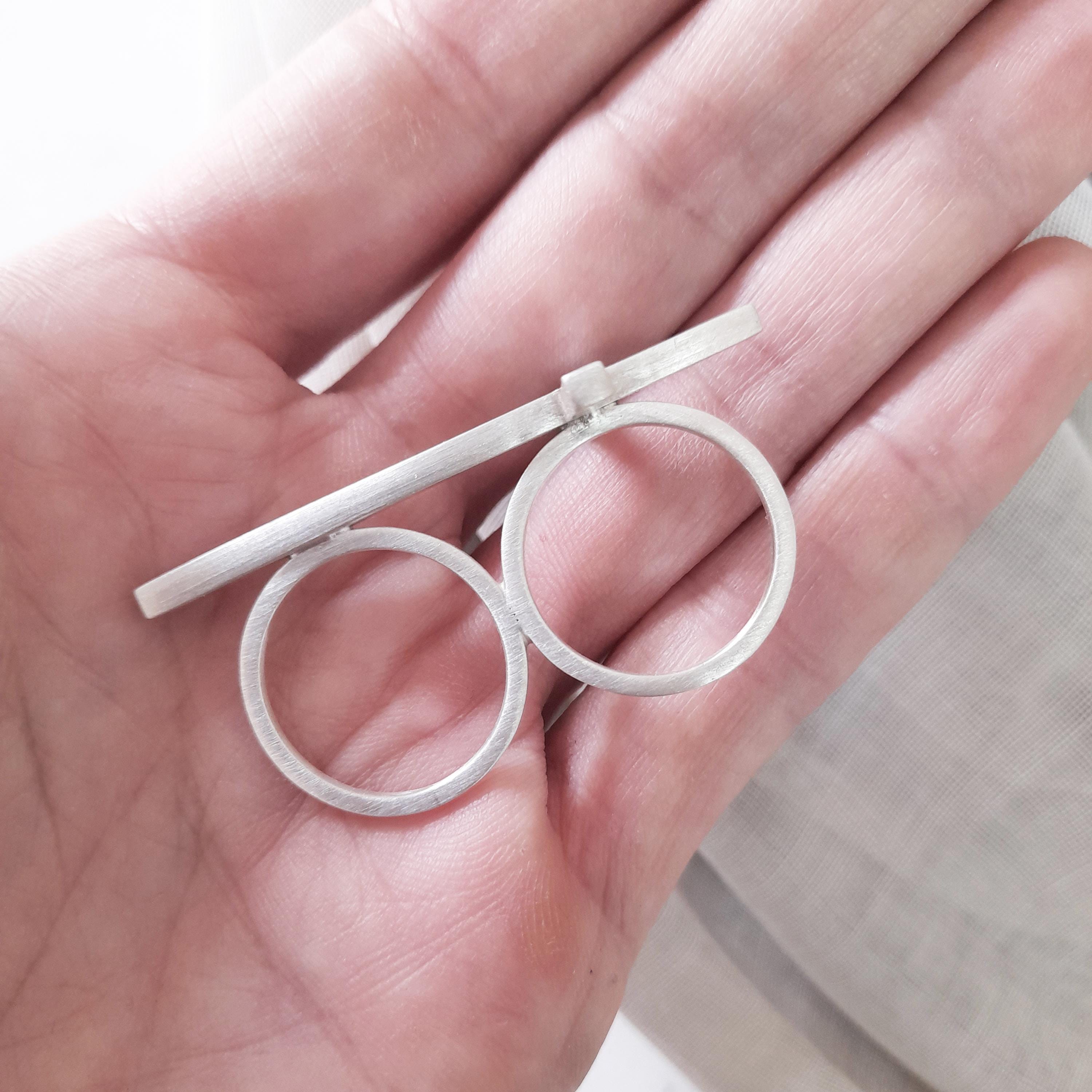 Handmade 925 Sterling Silver Cross Ring - Double Two Finger Silver
