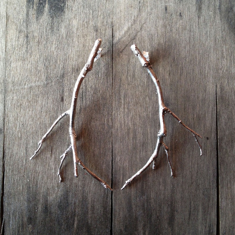 Sterling Silver Twig Earrings Branch Jewelry Sterling Silver Etsy