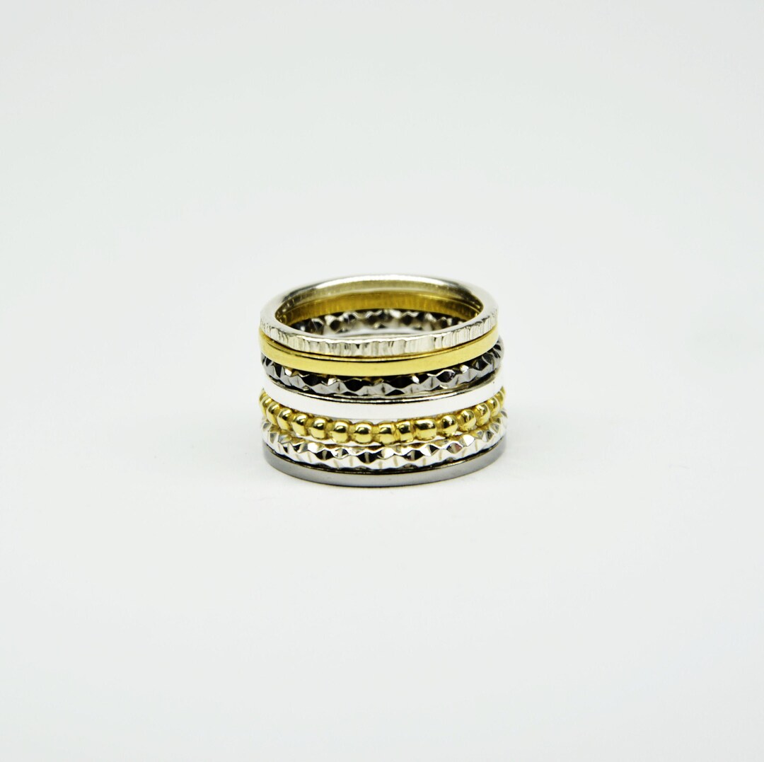 Silver Stacking Rings Set, Mixed Silver Stack Rings Set, Stacking Rings ...