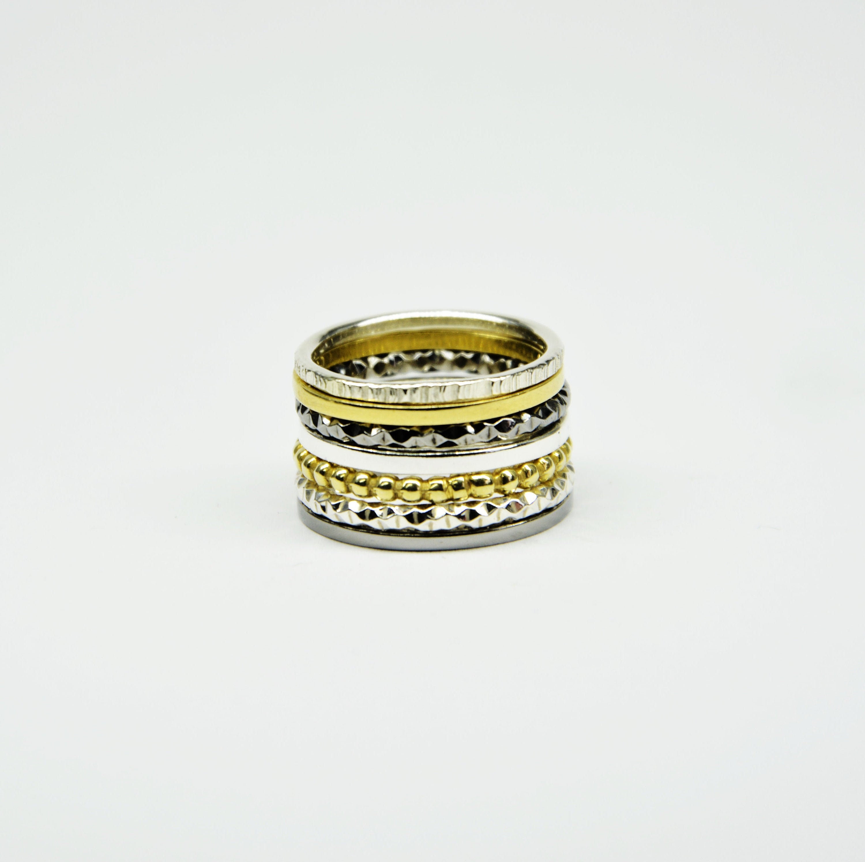 Silver Stacking Rings Set Mixed Silver Stack Rings Set Etsy UK