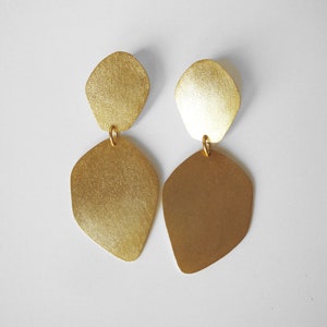 24ct gold plated earrings double petals organic form