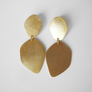 24ct gold plated earrings double petals organic form image 1