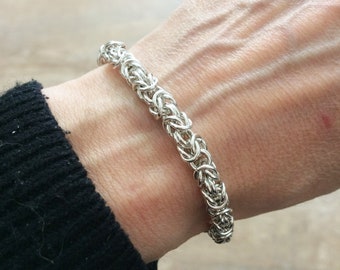 byzantine silver chainmail bracelet, sterling slver link chain bracelet, 18g silver bracelet , handmade silver bracelet, gift for him