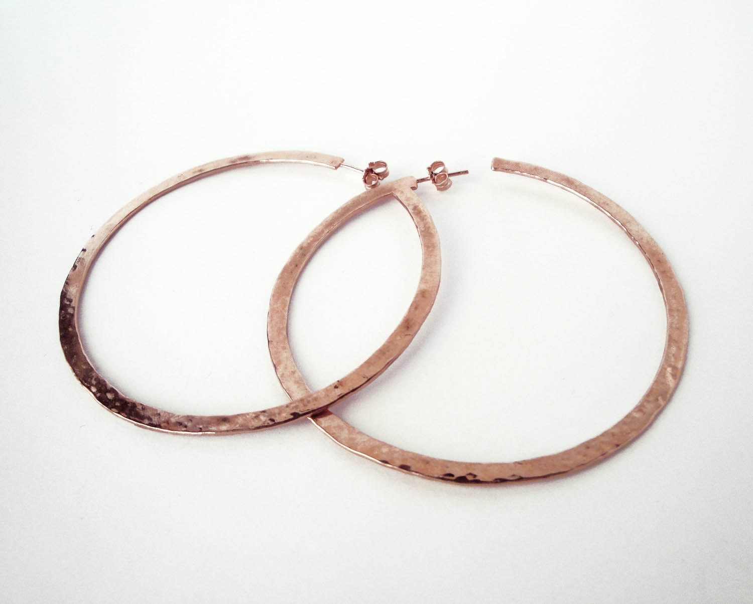 handmade 24K rose gold plated hammered extra large hoops Etsy