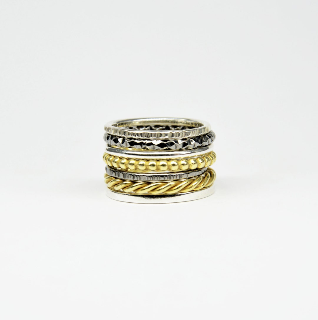 Set of 7 Silver Stacking Rings , Stackable Rings Silver Stack Rings Set ...