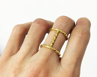 gold statement ring, gold cage ring, gold plated silver ring, statement ring, minimal gold cage ring, architectural ring, elegant ring