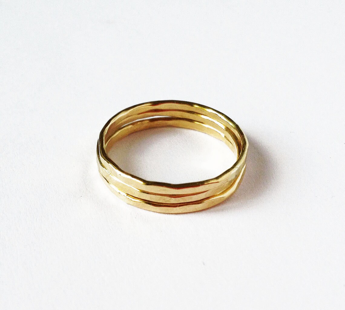 14K Gold Stacking Rings Set of 3 35mm Width Gold Stackable Etsy