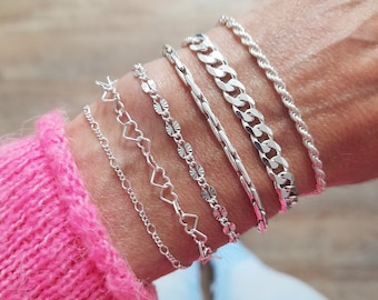 925 Sterling Silver  Solid Curb Chain Bracelet, Unisex Chunky Silver Statement Jewelry, Men's & Women's Gift,  Silver Everyday Accessory