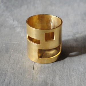 gold statement ring, 24 ct gold plated bronze geometry minimalistic handmade ring, made to order image 3