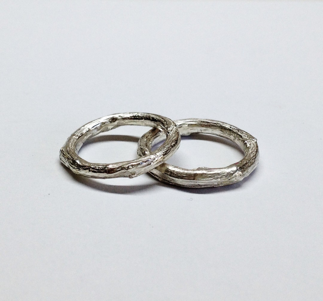 Silver Wedding Rings, Silver Twig Rings, Silver Branch Rings, Set of 2 ...