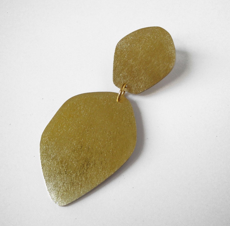 24ct gold plated earrings double petals organic form image 4