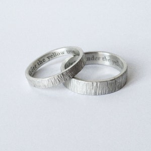 simple engraved wedding rings, engraved bands, wedding ring set, handmade wedding bands, 5mm & 3mm, silver wedding rings, custom made