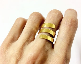 handgemaakte vergulde zilveren ring, oude Griekse spinnen rond ring, gehamerde boho ring verstelbare gouden ring verklaring ring gouden gipsy ring