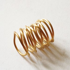 gold statement ring, minimalist gold ring, gold wrap ring, handmade wraparound wire ring, bronze statement ring, big gold wire image 2