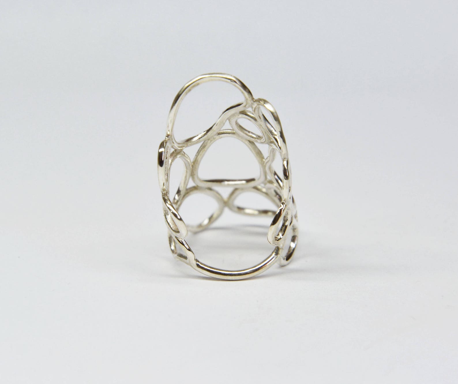 Big Silver Statement Ring Silver Organic Ring Shiny Finish Etsy