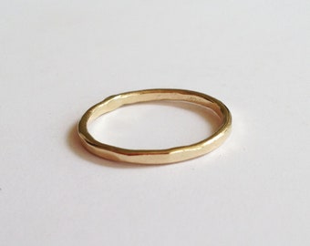 14K gold stacking ring 1,4mm width, gold stackable ring (availabe in white and pink gold), simple gold ring, hammered gol ring,spacer ring