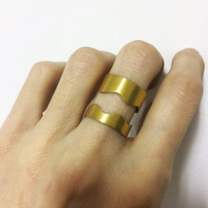 gold plated statement ring, big gold organic ring, handmade bronze ring