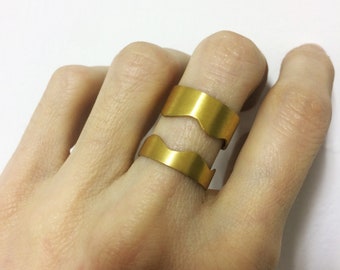 gold plated statement ring, big gold organic ring, handmade bronze ring