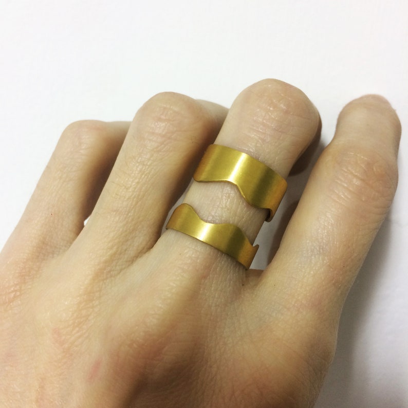 gold plated statement ring, big gold organic ring, handmade bronze ring image 1