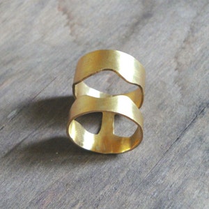 gold plated statement ring, big gold organic ring, handmade bronze ring image 3