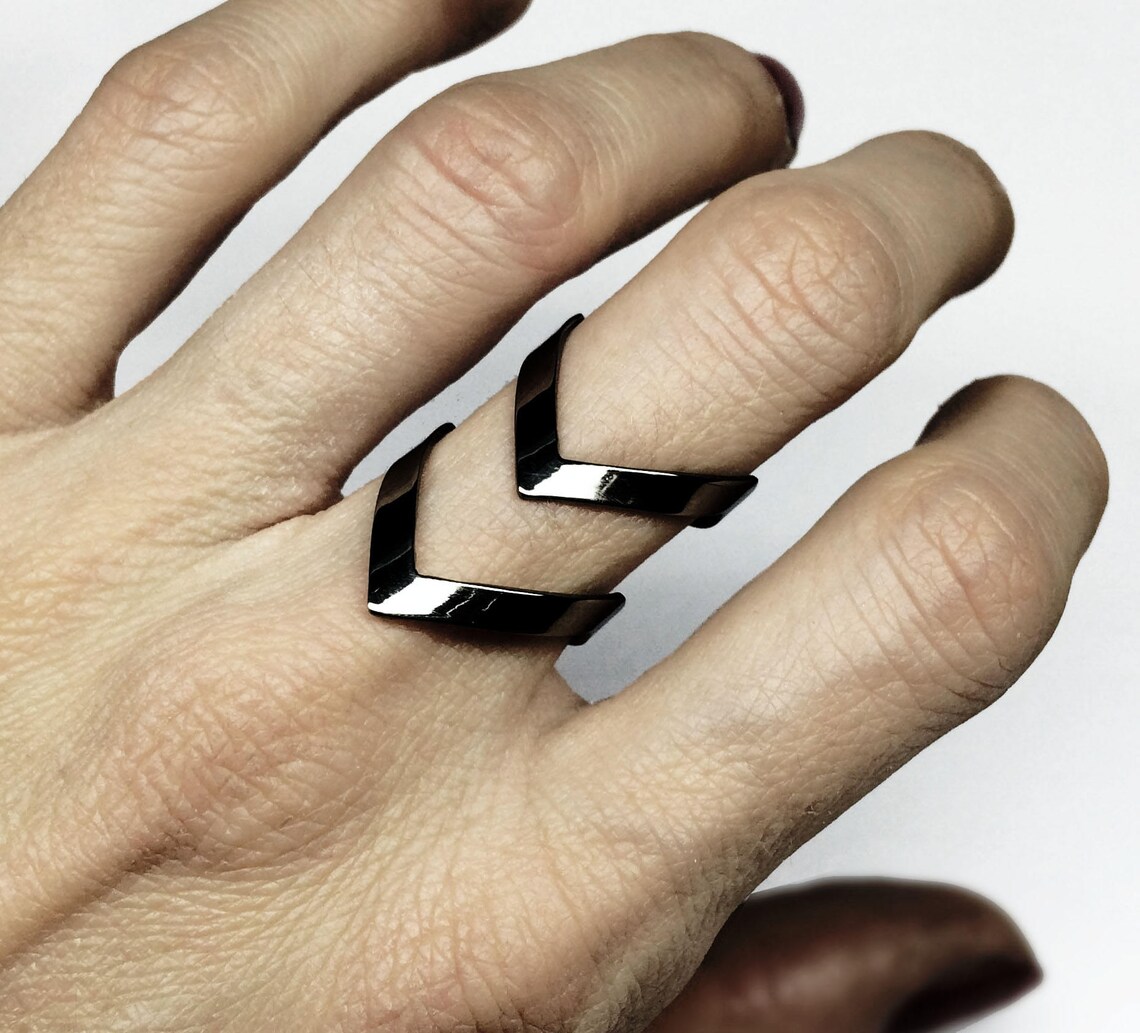 Minimal Statement Ring, Architectural Ring, Black Statement Ring ...
