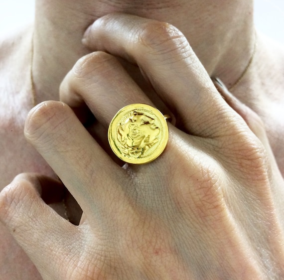 Gold plated coin ring deals