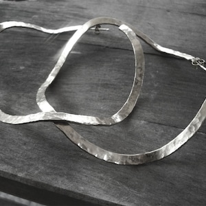 925 Sterling Silver Hammered Large Hoop Earrings, Wavy Circle Earrings Gift for Her, Handmade  Silver Jewelry, Big Silver Hoop Earrings
