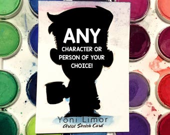 CUSTOM ACEO watercolor sketch card - ANY character of your choice! (Free Shipping!)