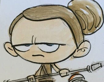 Rey ACEO Skizze Karte Star Wars: The Force Awakens Aquarell