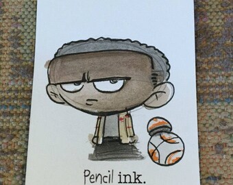 Finn ACEO Star Wars Aquarellskizze Karte