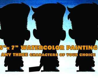 BENUTZERDEFINIERTE drei Thema Aquarell-Malerei - jede Person/Charakter Ihrer Wahl