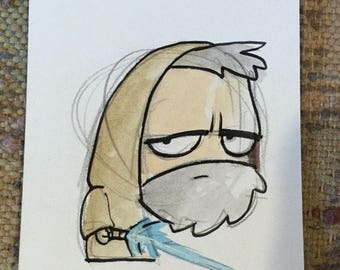 Obi-Wan Kenobi StarWars Kakao Aquarellskizze Karte